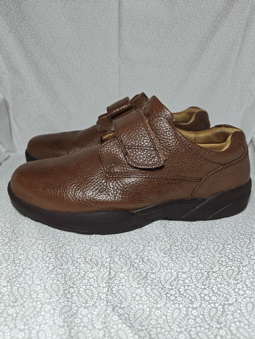 Dr. Comfort William Diabetic Leather Hook Loop Strap Orthopedic Chestnut Men 13W